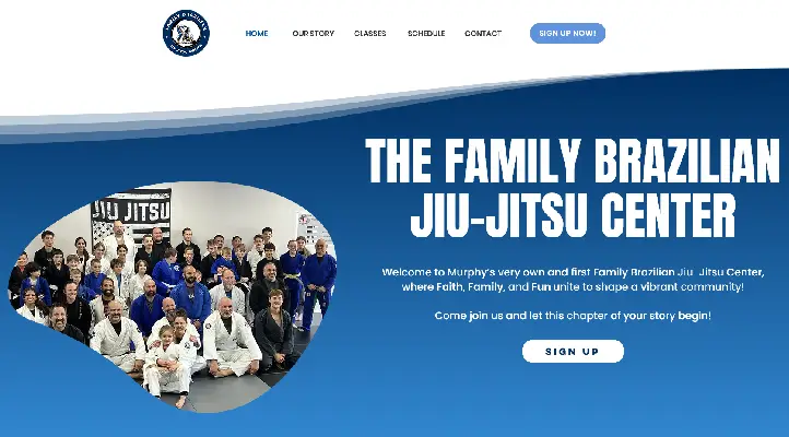 Screenshot of the Family Brazilian Jiu-Jitsu Center Website Front Page